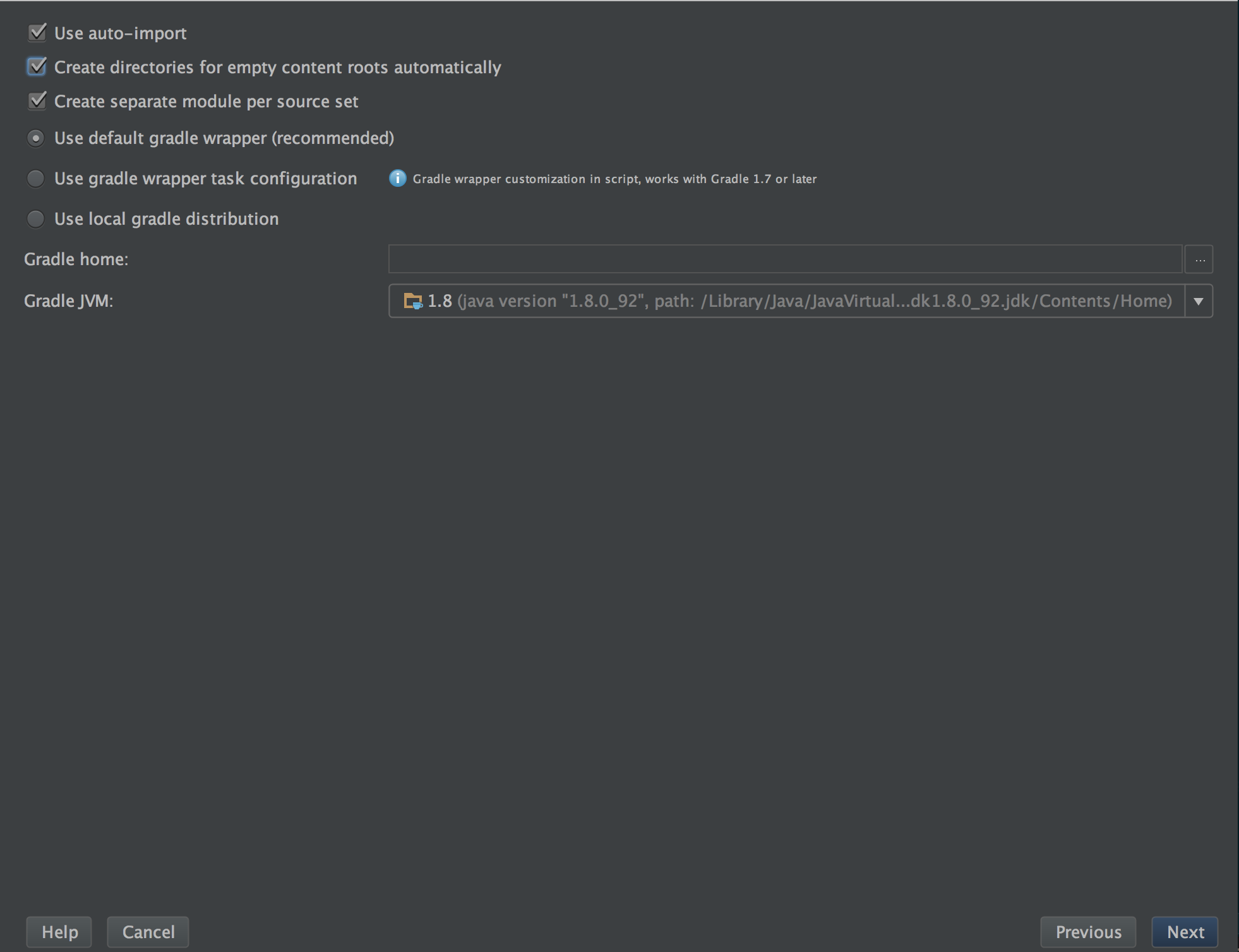 Gradle settings